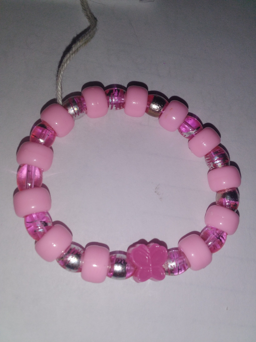 Pink Beaded Butterfly Stretch Bracelet